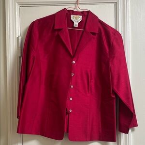 Talbots Pure Silk Red/Pink Button-Up Blouse